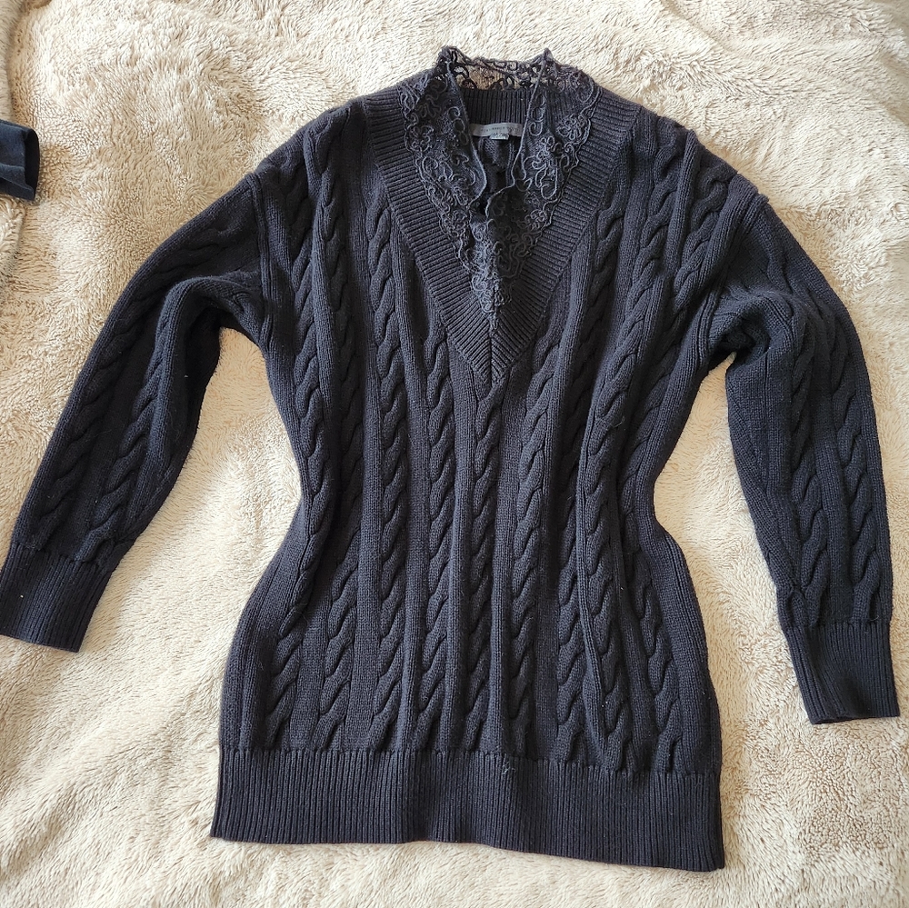 Alexander wang cable knit and lace sweater